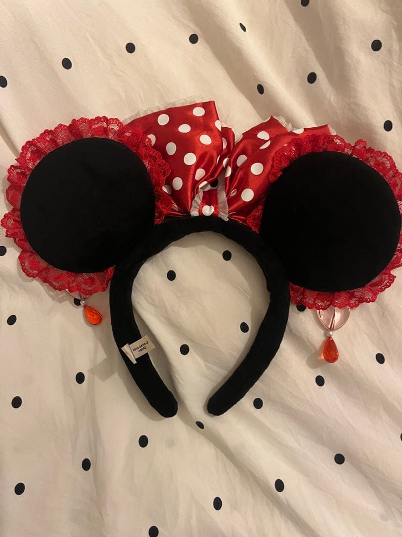 ミニーちゃん 赤 カチューシャ 水玉 ディズニー