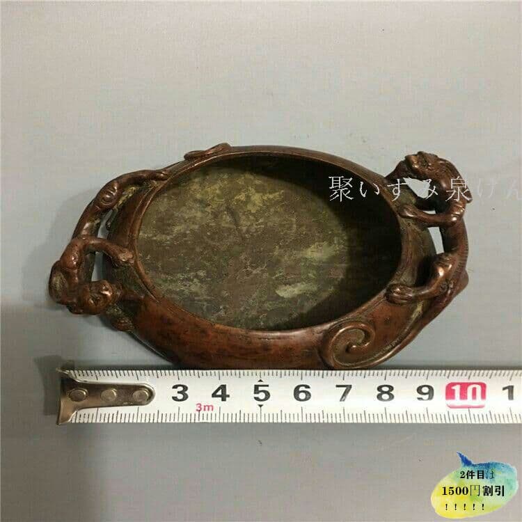 古玩古工芸品双耳瑞獣竜灰皿装飾置物0P