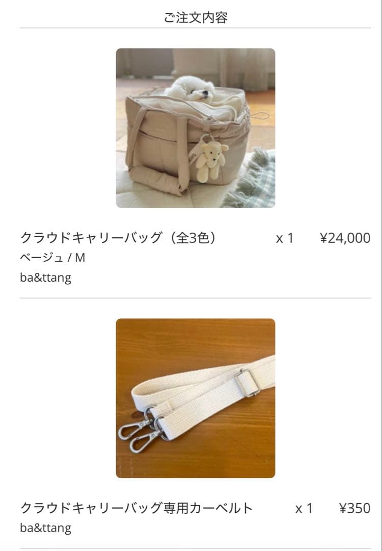 【ほぼ未使用】ba&ttang ベージュ キャリーバッグ　M カーベルト付き