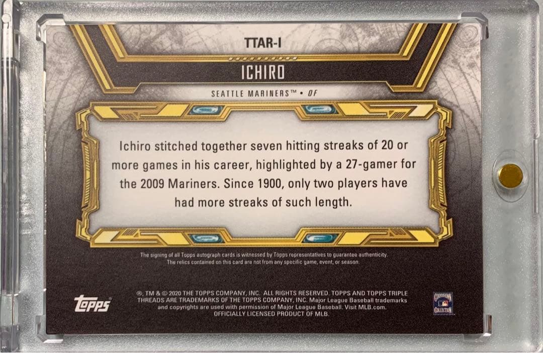 イチロー Toppp Triple Threads 2020 直筆サインカード