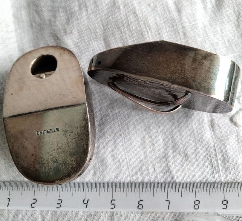 日本製、和骨董、ビンテージシルバーの可愛い草履下駄、刻印有り、調味料入れ。