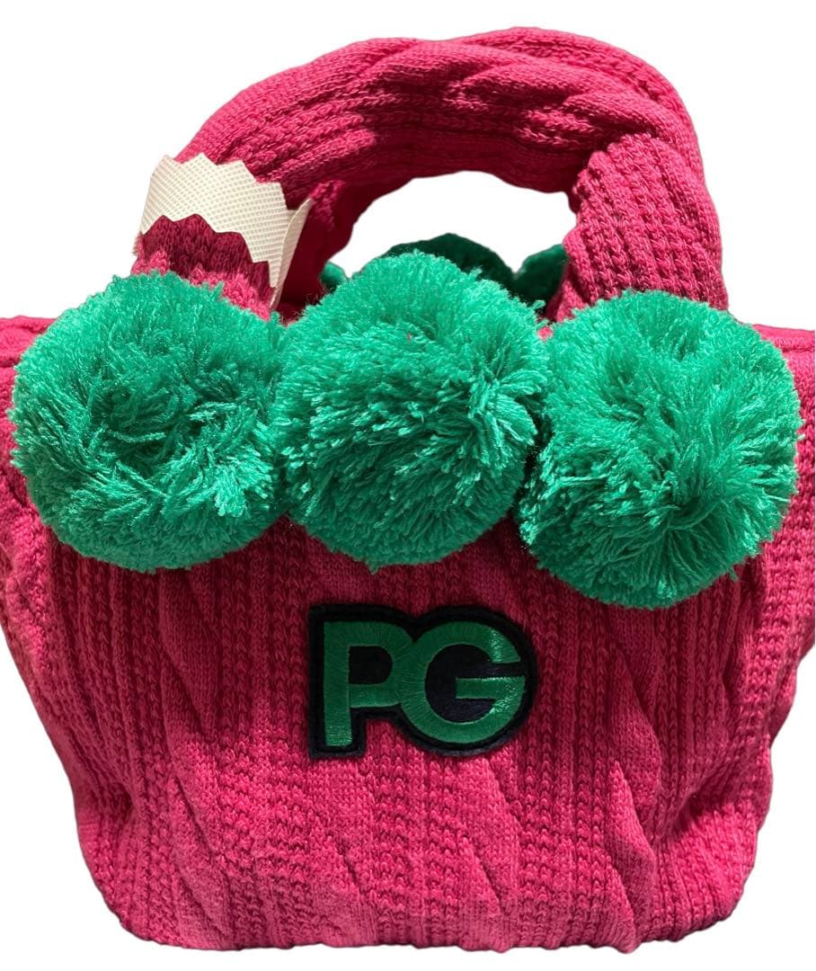 新品 未使用 PEARLY GATES ケーブルニット カートバッグ ピンク