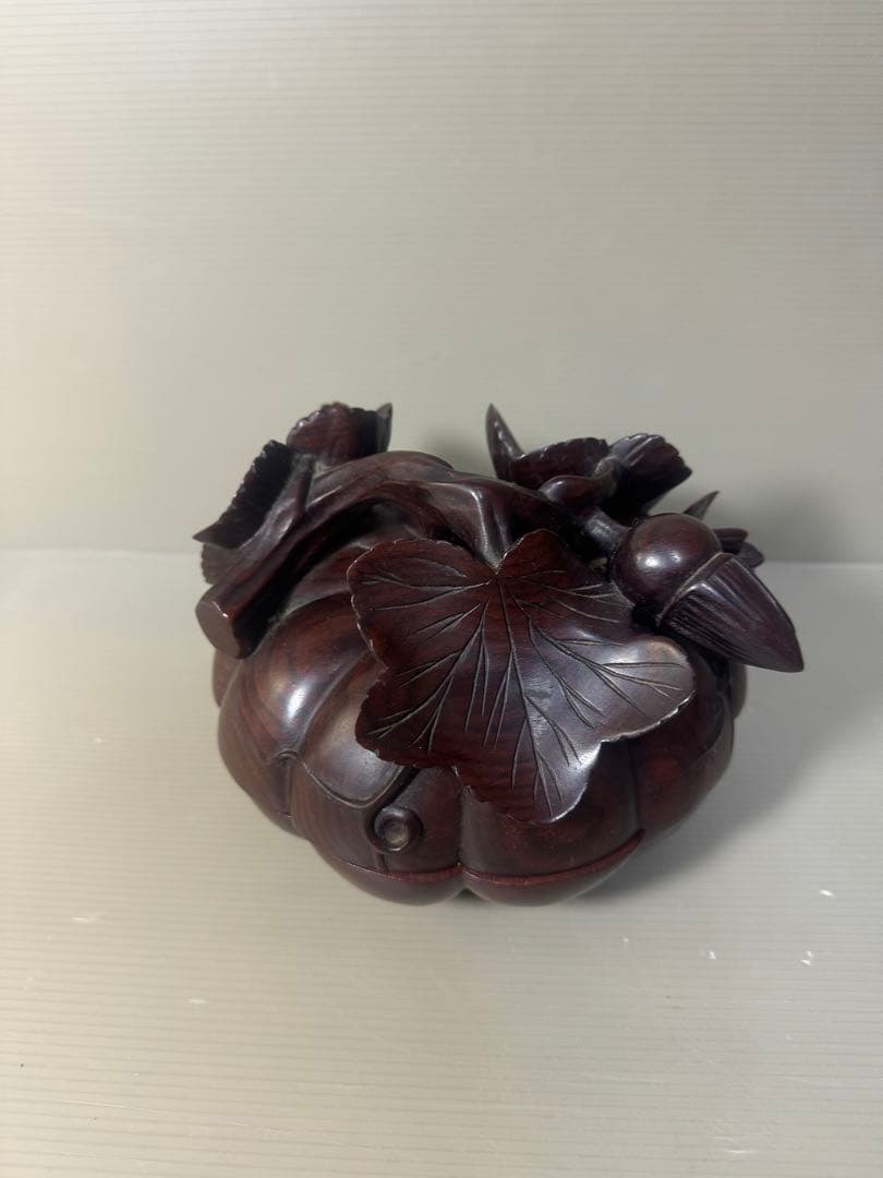 2468 茶道具　唐木かぼちゃ香合　蓋物