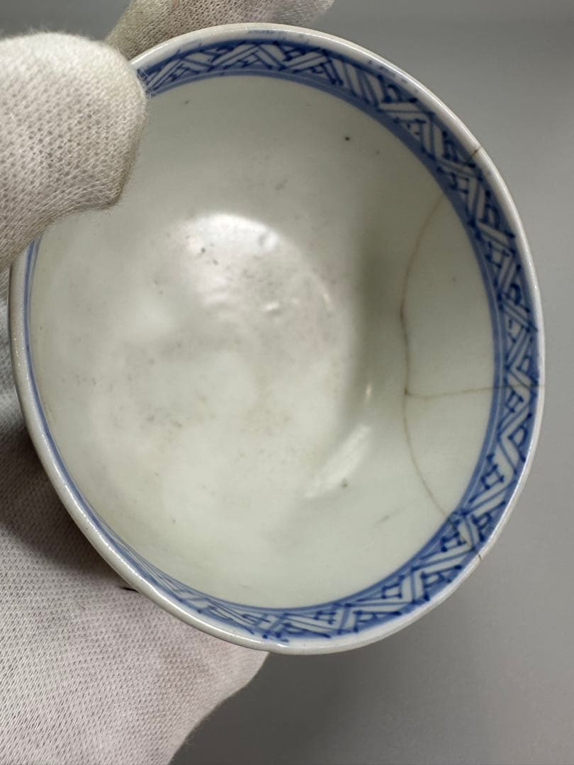 煎茶 時代 染付 茶器 五客 補修あり