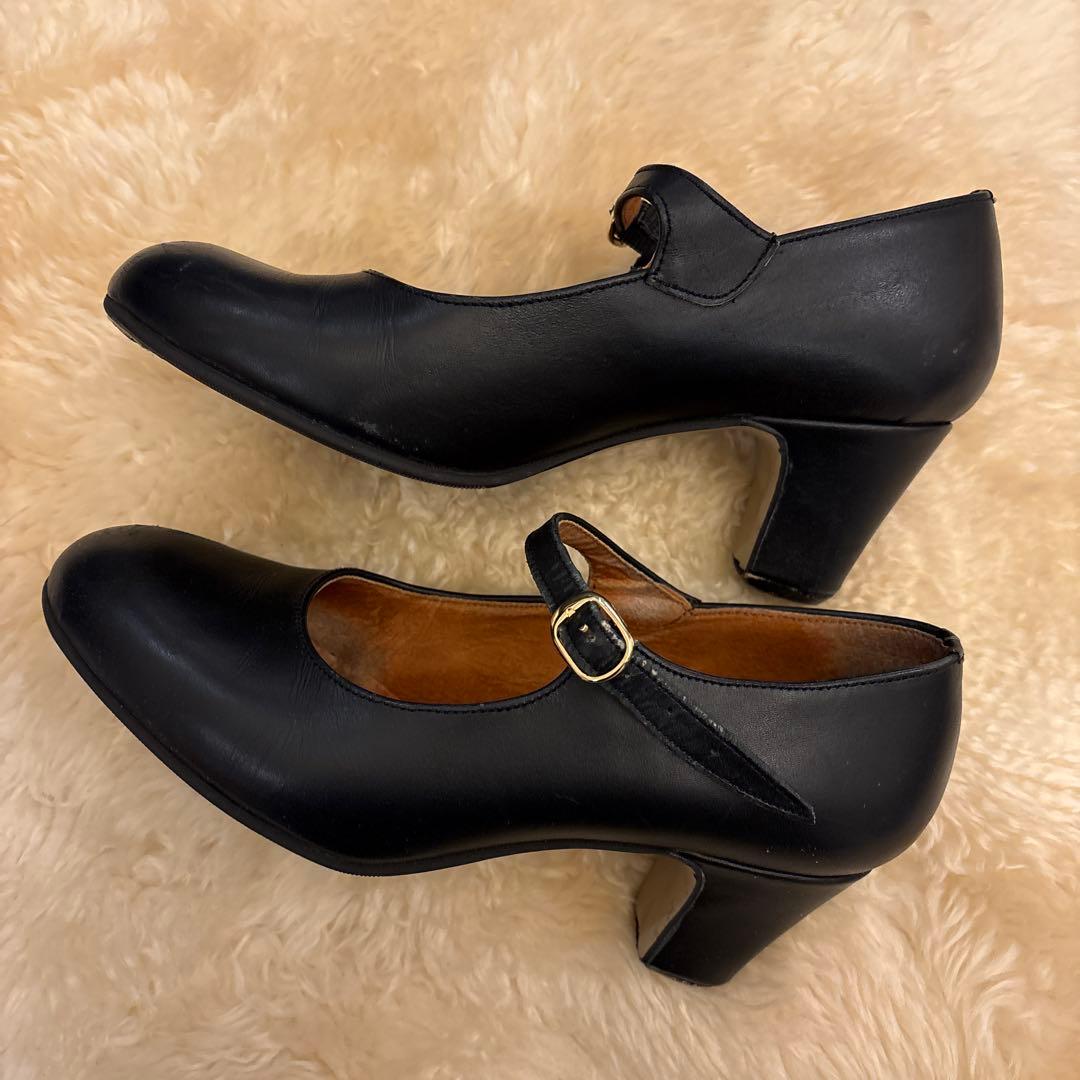 黒 レザー フラメンコシューズ