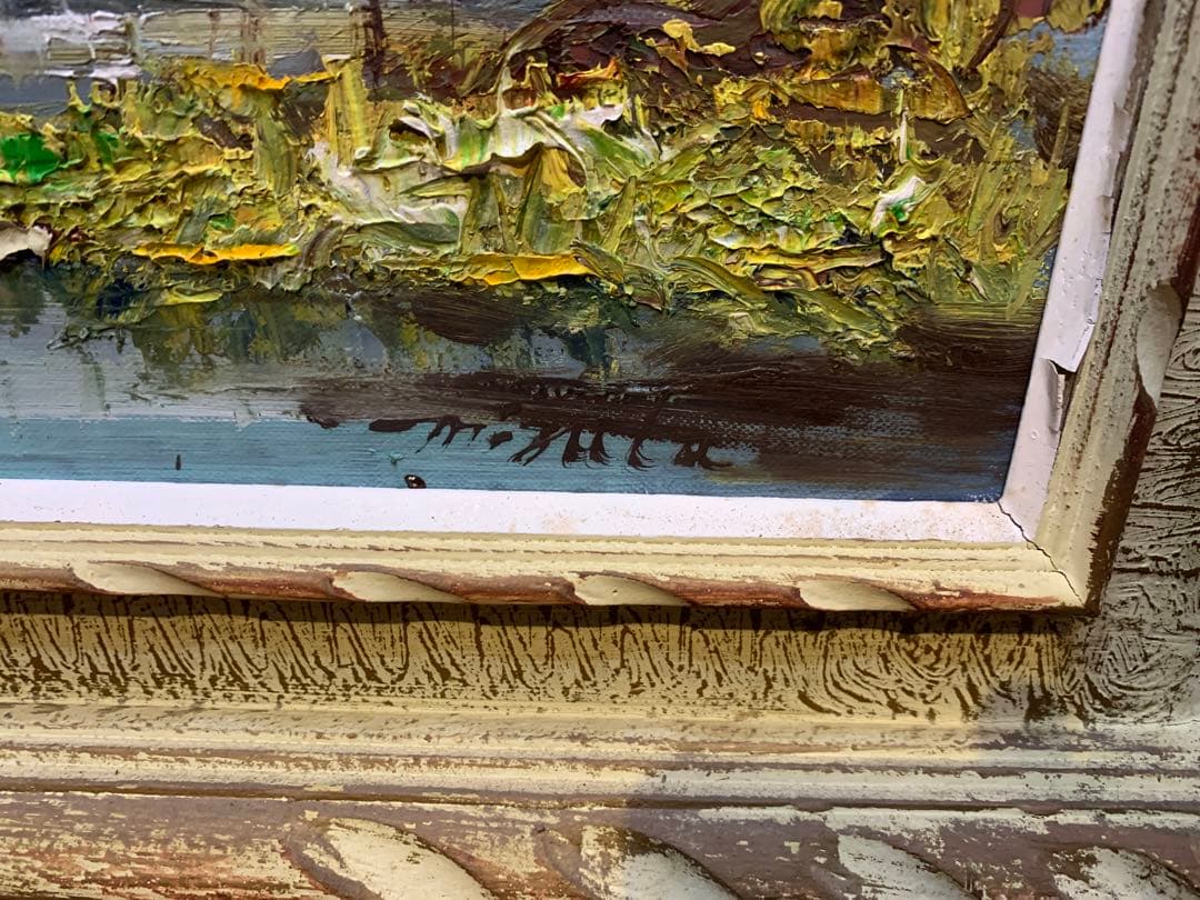 水田喜八 油彩「風景」画 1971年