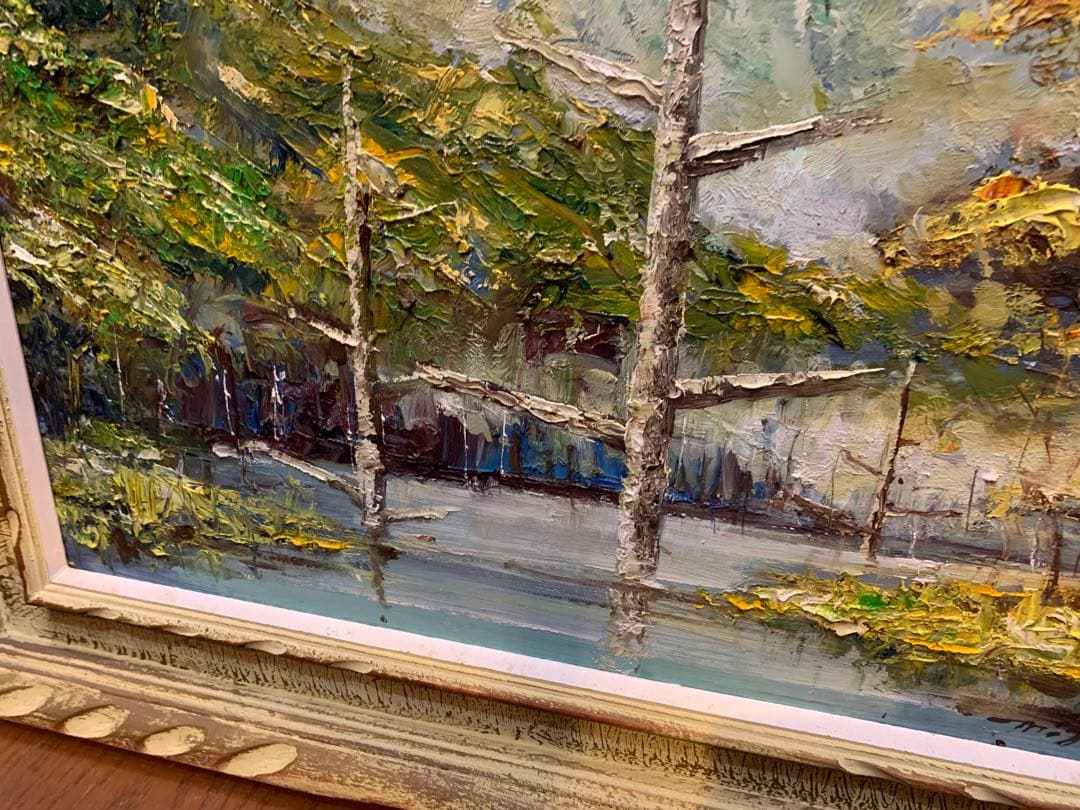 水田喜八 油彩「風景」画 1971年