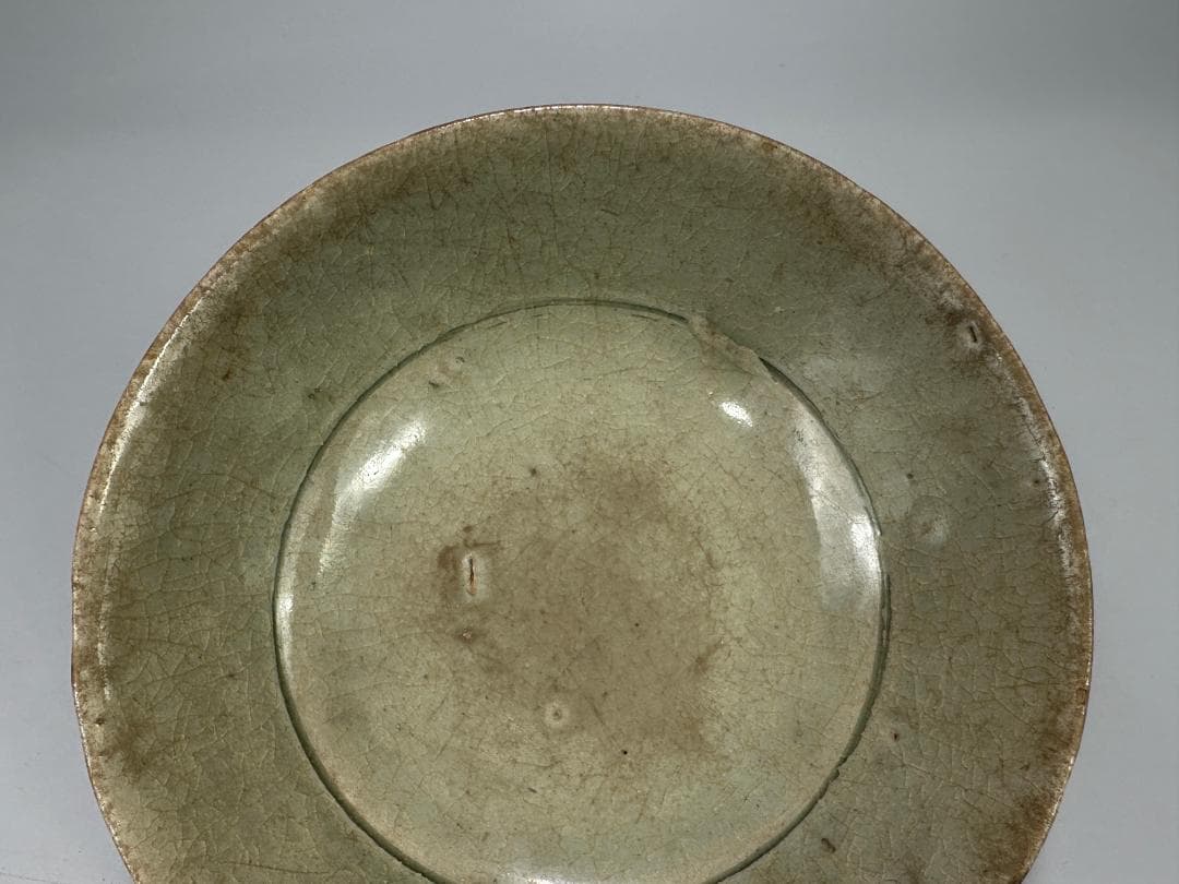 中国美術　元～明時代　青磁　蓮花文茶碗 鉢　時代物　唐物　14～15世紀頃