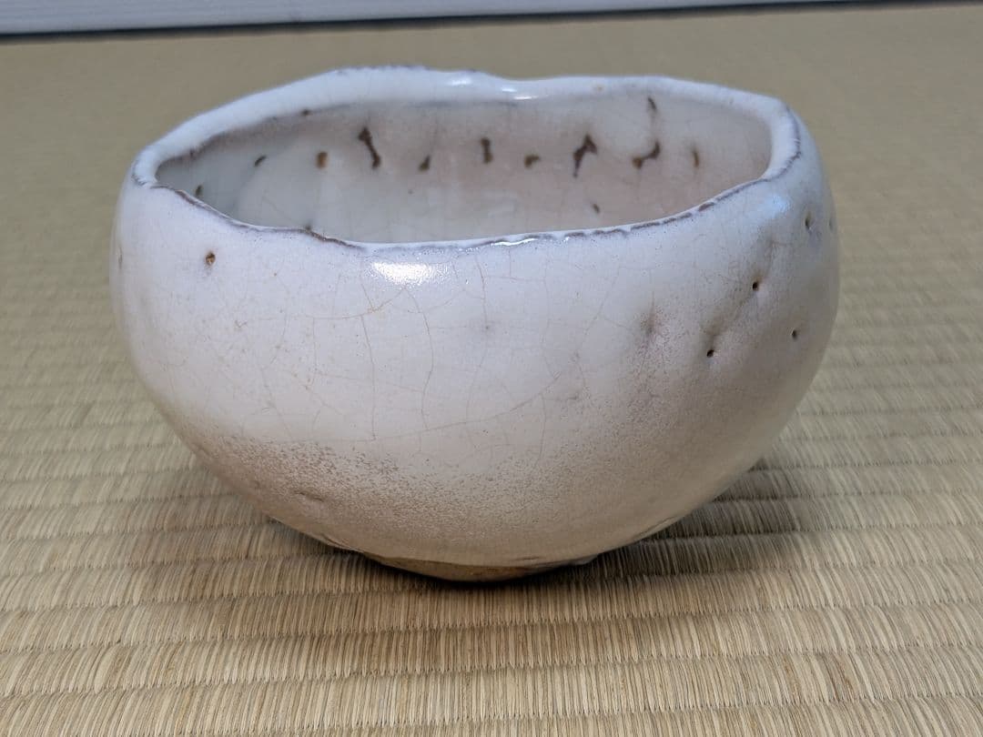 【人気作】【完品】萩刳貫茶碗　兼田昌尚　萩焼　天龍窯