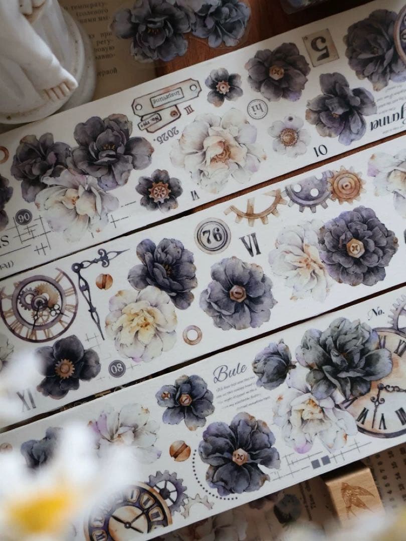 壹洱原创《烟墨白》海外マスキングテープ　マステ 【2375】