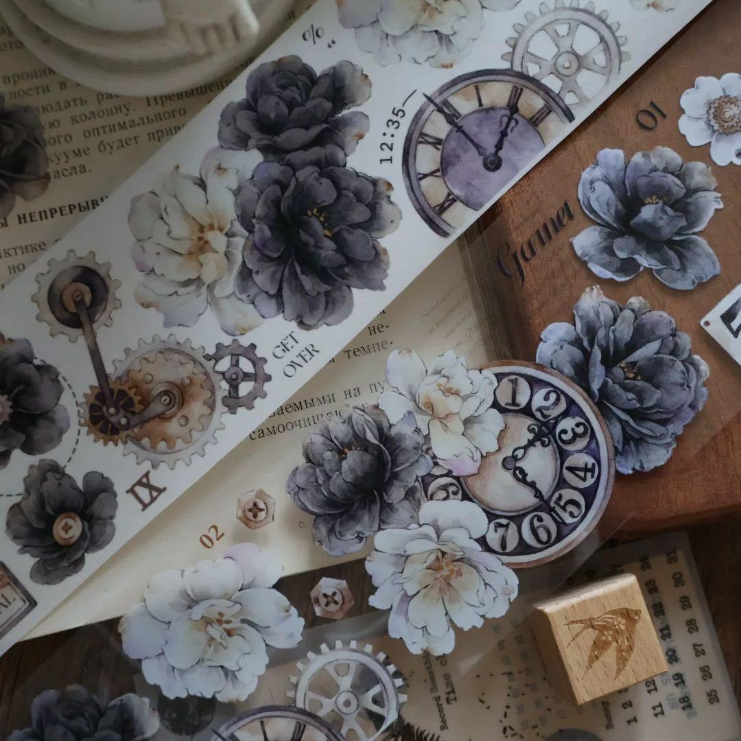 壹洱原创《烟墨白》海外マスキングテープ　マステ 【2375】