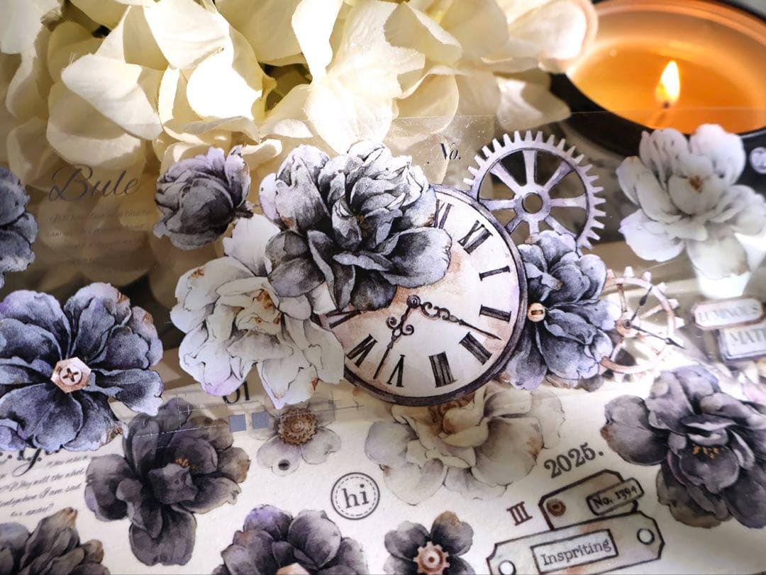 壹洱原创《烟墨白》海外マスキングテープ　マステ 【2375】