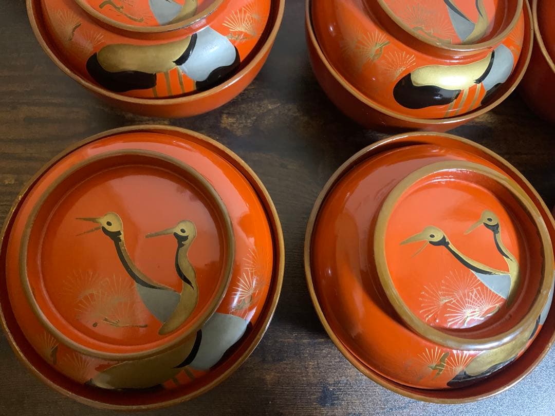 大正時代　金彩蒔絵　木製漆塗吸物椀　10客　大きめ　時代物　縁起物