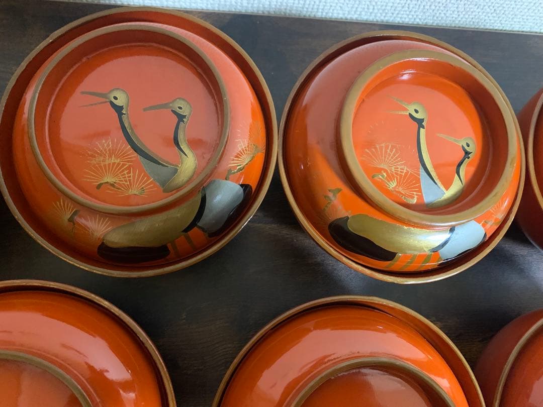 大正時代　金彩蒔絵　木製漆塗吸物椀　10客　大きめ　時代物　縁起物