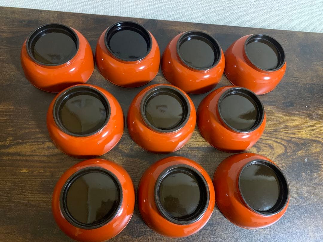 大正時代　金彩蒔絵　木製漆塗吸物椀　10客　大きめ　時代物　縁起物