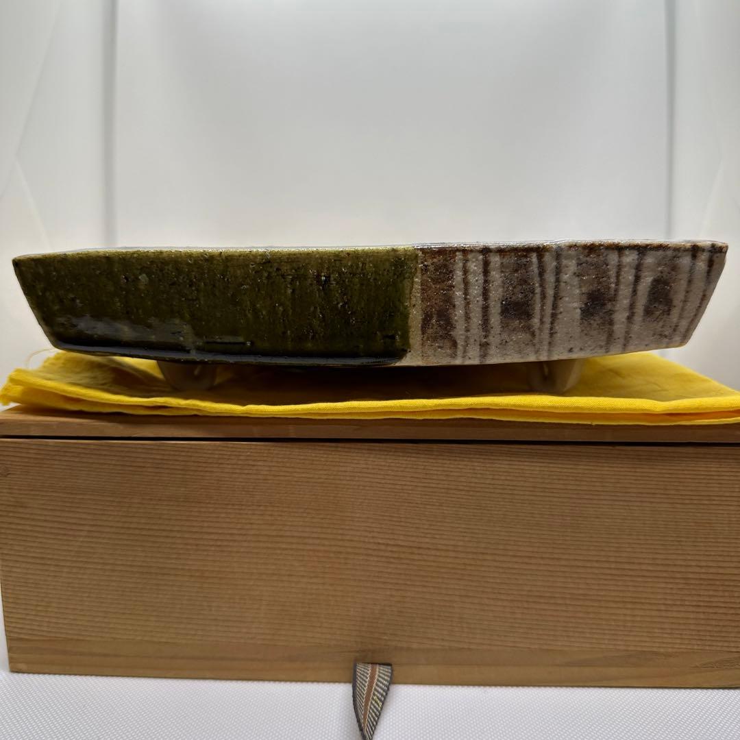 加藤重高 織部 四方鉢 鉢 共箱