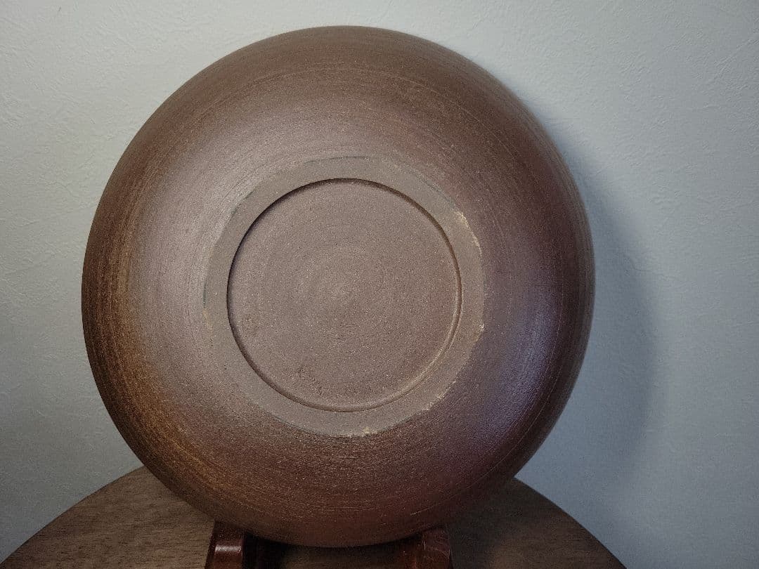 山田真萬　赤絵皿　やちむん