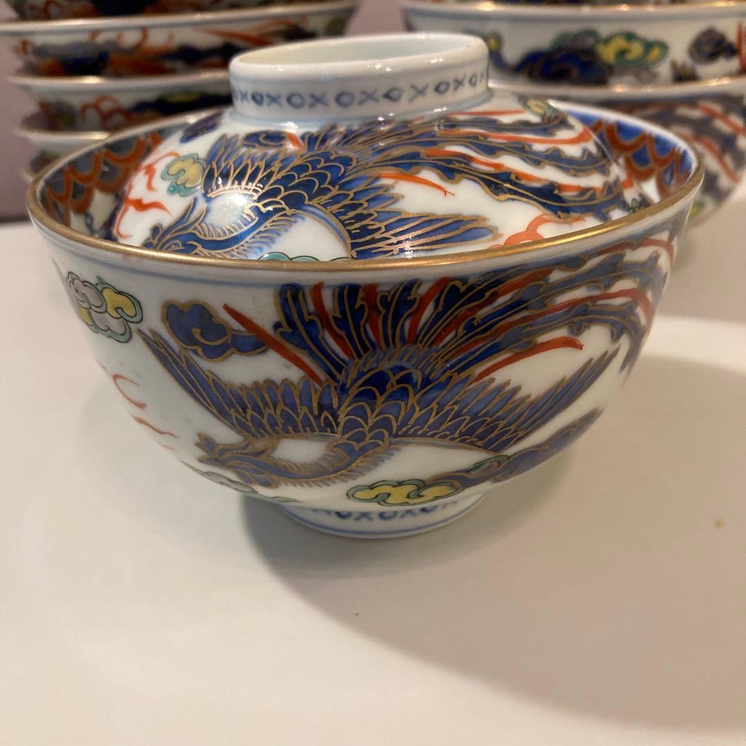 太明成化年製 伊万里 龍紋茶碗 蓋7枚 器5客