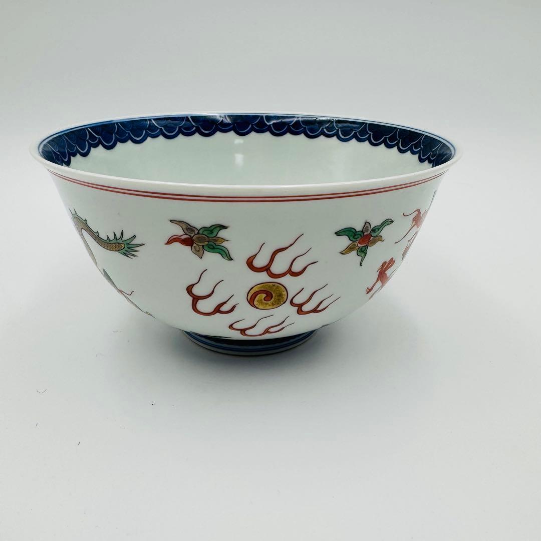 【京焼　平安　清山造　五彩龍図　絵付鉢　共箱】骨董　アンティーク　インテリア