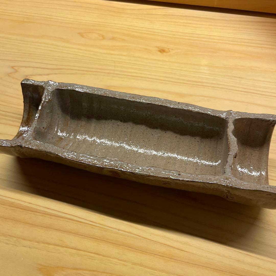 西岡良弘　唐津 割竹向附　6客　窯元 西岡小十　小次郎窯　共箱 栞付き