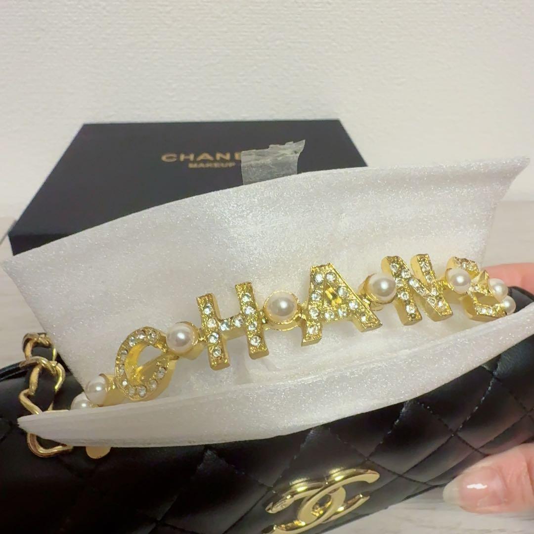 CHANEL ノベルティ ショルダーバッグ チェーン ハンドル ストーン パール