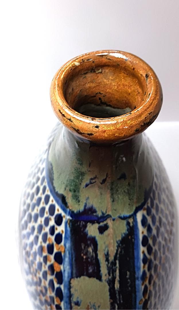 トナラ焼　フォークアート　民族　花瓶　フラワーベース　メキシコ