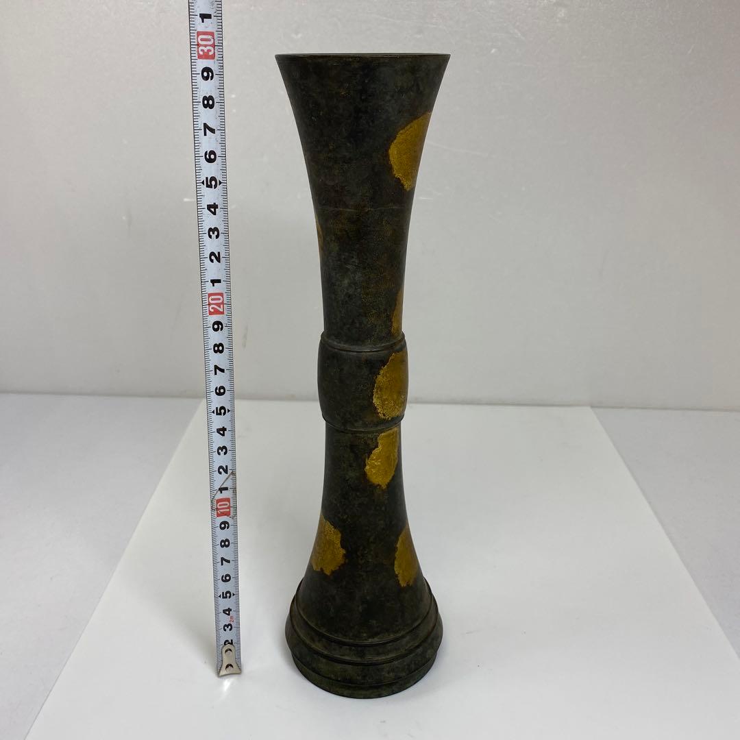 蔵六造　鍍金花入　1065g トヒチサ　東さ7-0714①