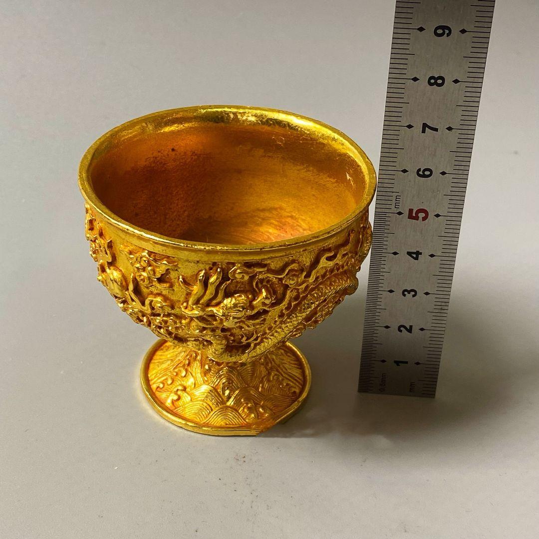 清乾隆双龍戯珠杯 貢杯 竜杯 装飾品 現代工芸品 美術品 置物