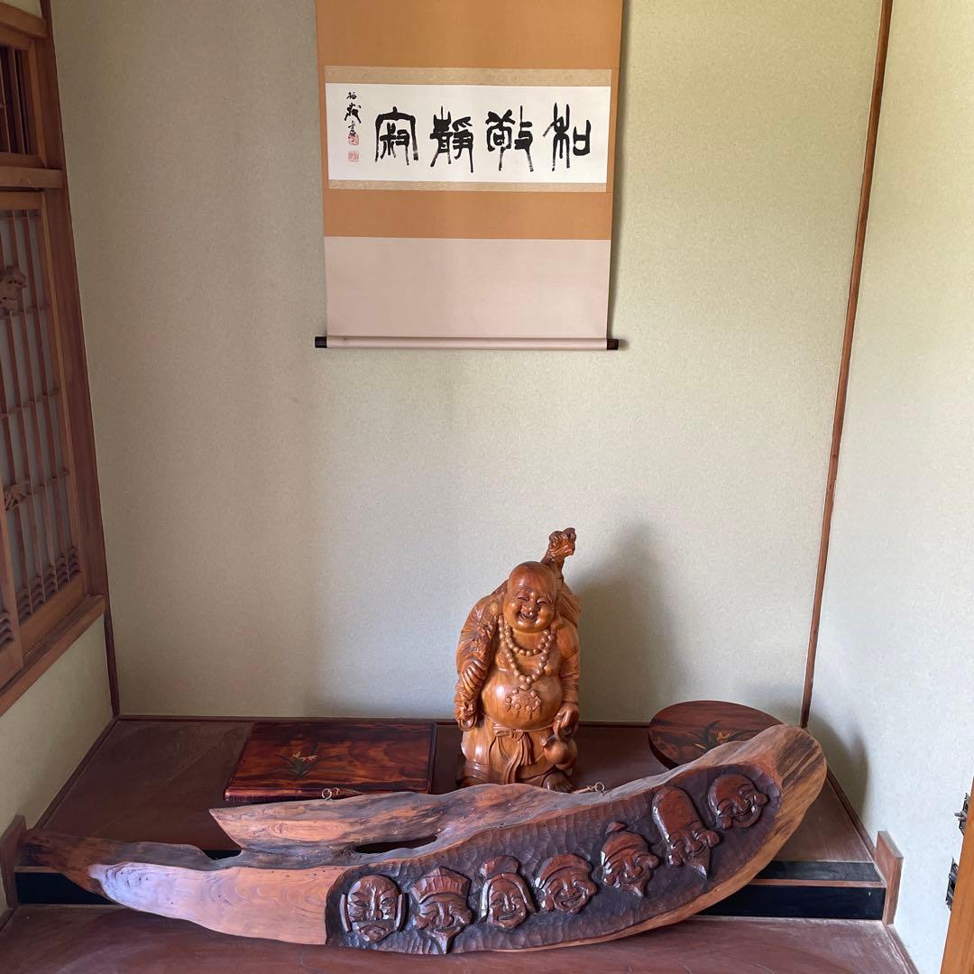 七福神 木製彫刻 約130cm 一枚板　彫刻　骨董品　アンティーク　神様　縁起物