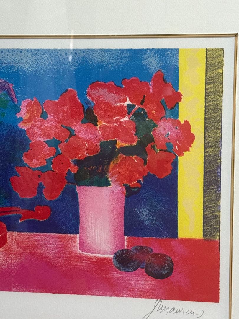 ポール・ギアマン 【赤い花とバイオリン】 リトグラフEA本人持ち限定版1026