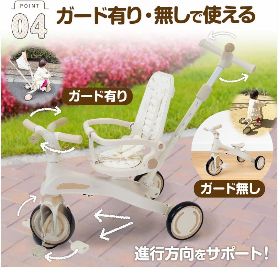 【新品】多機能三輪車 レッド 7in1 折りたたみ式 安全設計1歳〜5歳