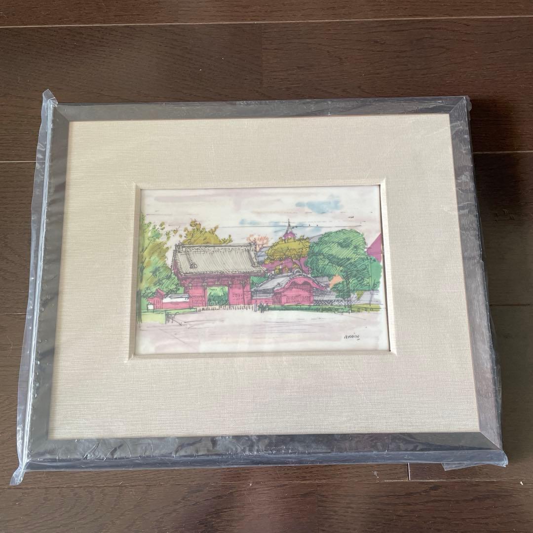 東京大学永年勤続表彰記念品　陶板画　 小磯良平　赤門