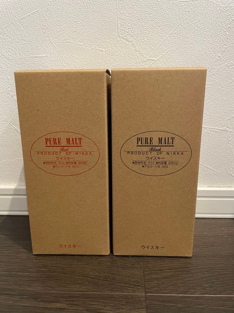ニッカウイスキー　ピュアモルト　ブラック、レッド2本セット