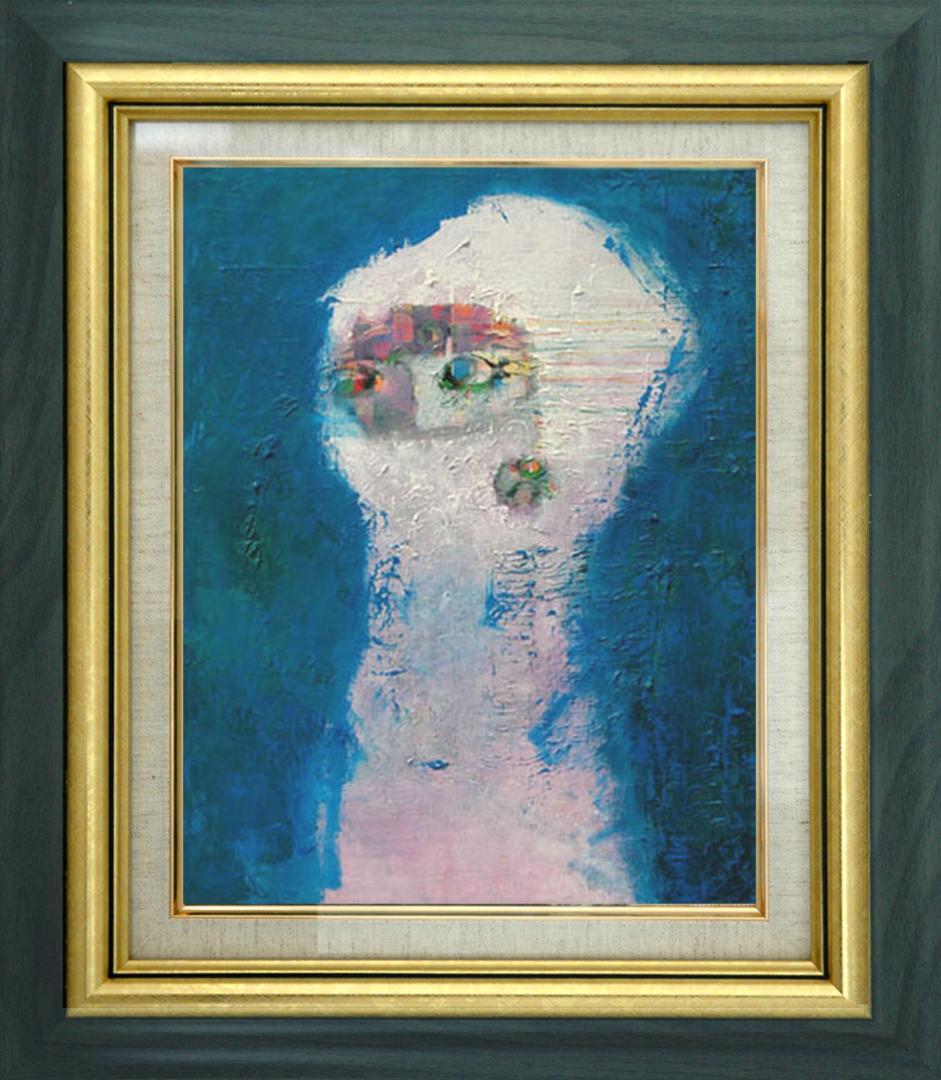 油絵 菅家令子 絵 絵画インテリア 額付(白) uF6-080215 人物 女性