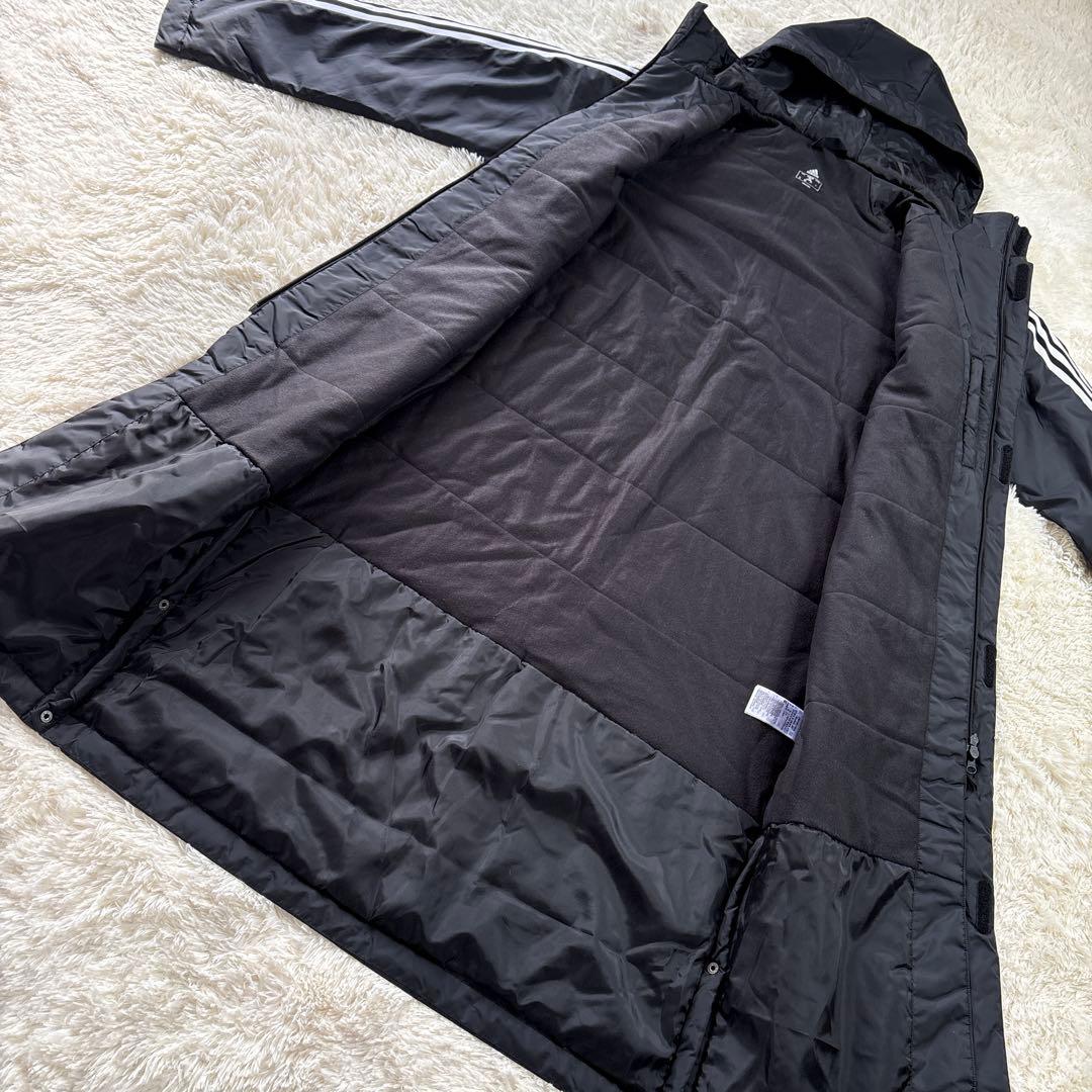 【極美品】adidas ブラック ベンチコート XO 2X L ロングコート