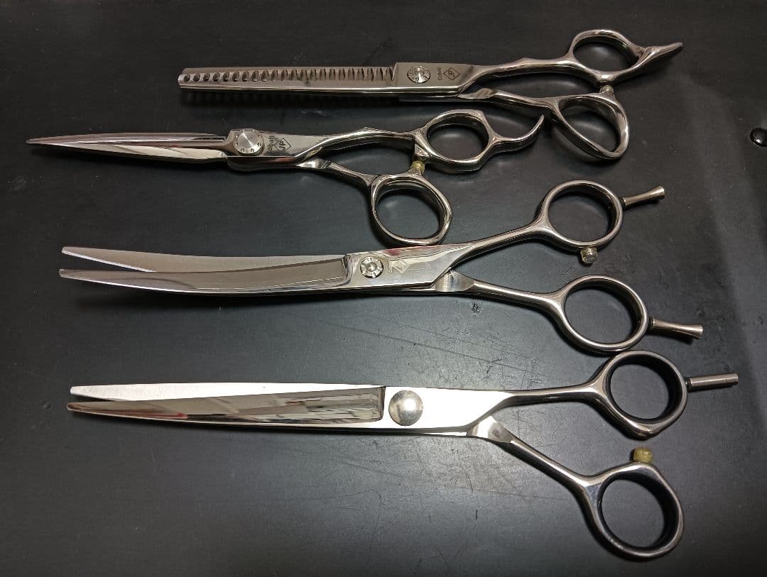 切れ味抜群プロ用両面カーブシザートリマートリミングペットママミングハサミはさみ