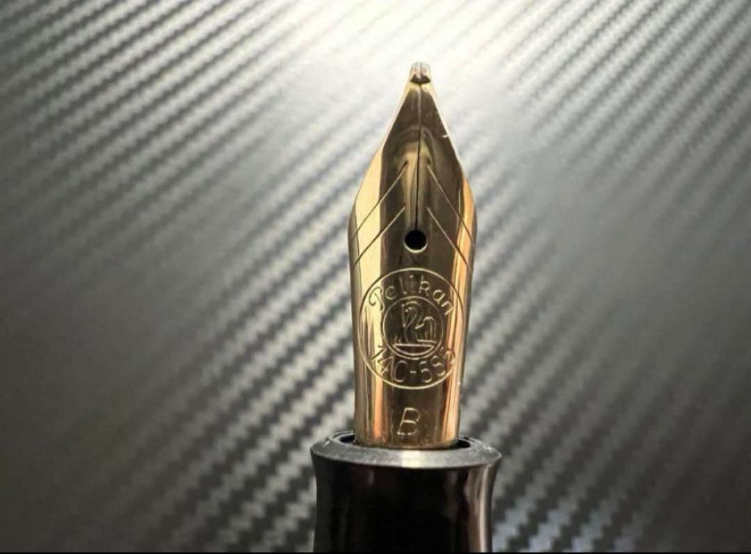 希少 美品 ペリカン 400 万年筆 B 太字 緑縞 グリーン