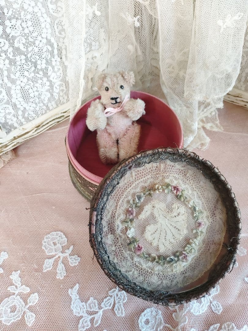 ♡美しいロココリボン装飾ボックス&布花ブーケ・フランスアンティーク♡