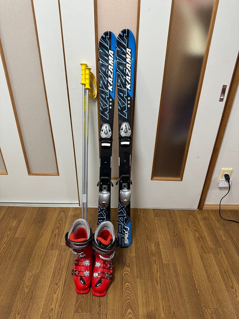 KAZAMA スキー板120cm,ブーツ26”22.5cm,ストック100cm