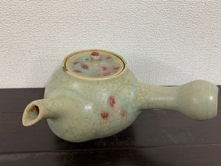 古美術　茶道具　青磁赤釉急須　時代物