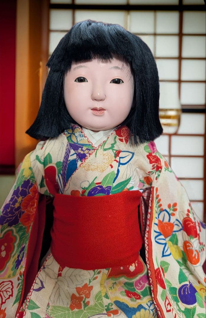 w*e様 市松人形 　川島秀山　(清次郎)　花柄着物　12号