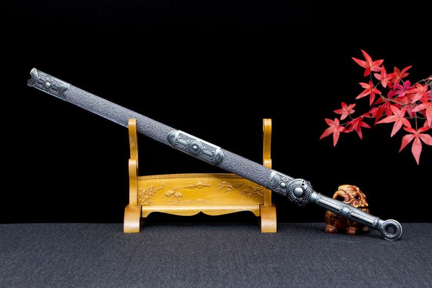 古兵器 武具　刀装具　日本刀　模造刀 居合刀 青隠環首幅刃唐剣