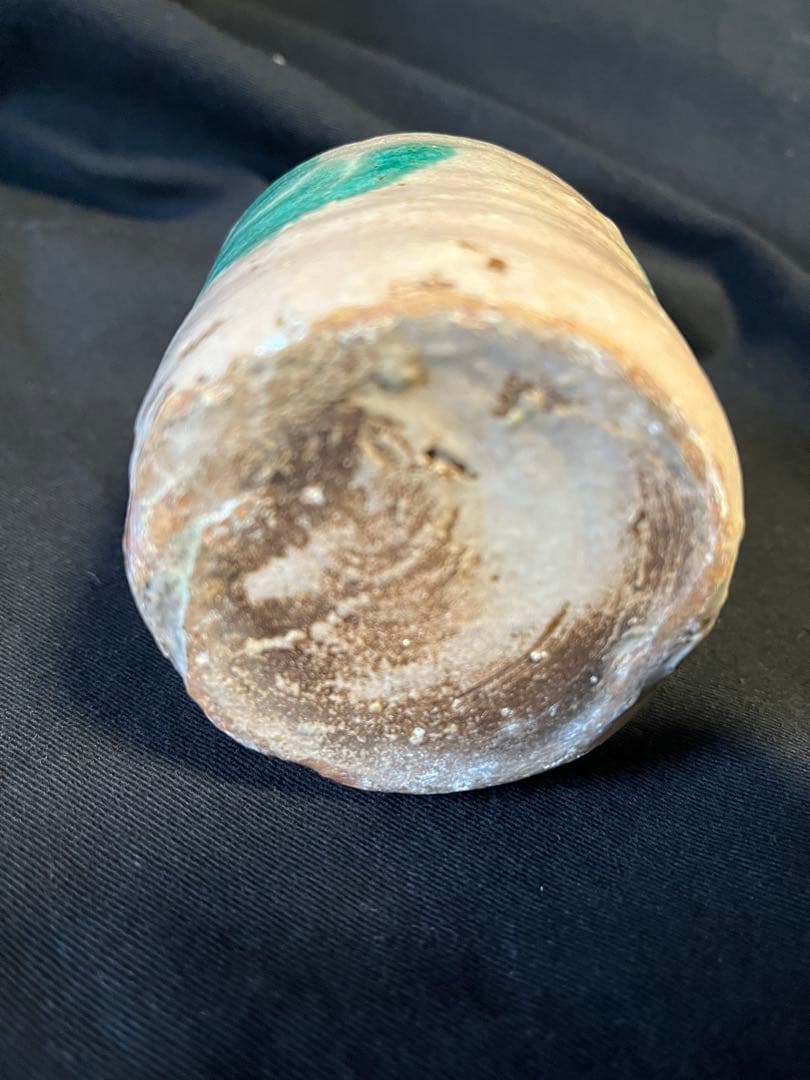 レア！スペイン、グラナダ焼のビネガー入れ。アラブの影響の緑釉がいい 19C推定。