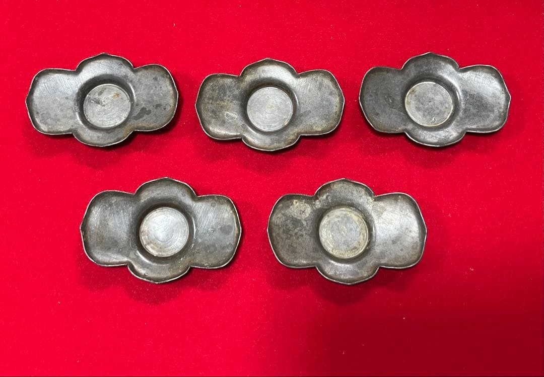 中国美術 古錫 細密彫刻 前門外楳市街永明成 托子セット　茶道具