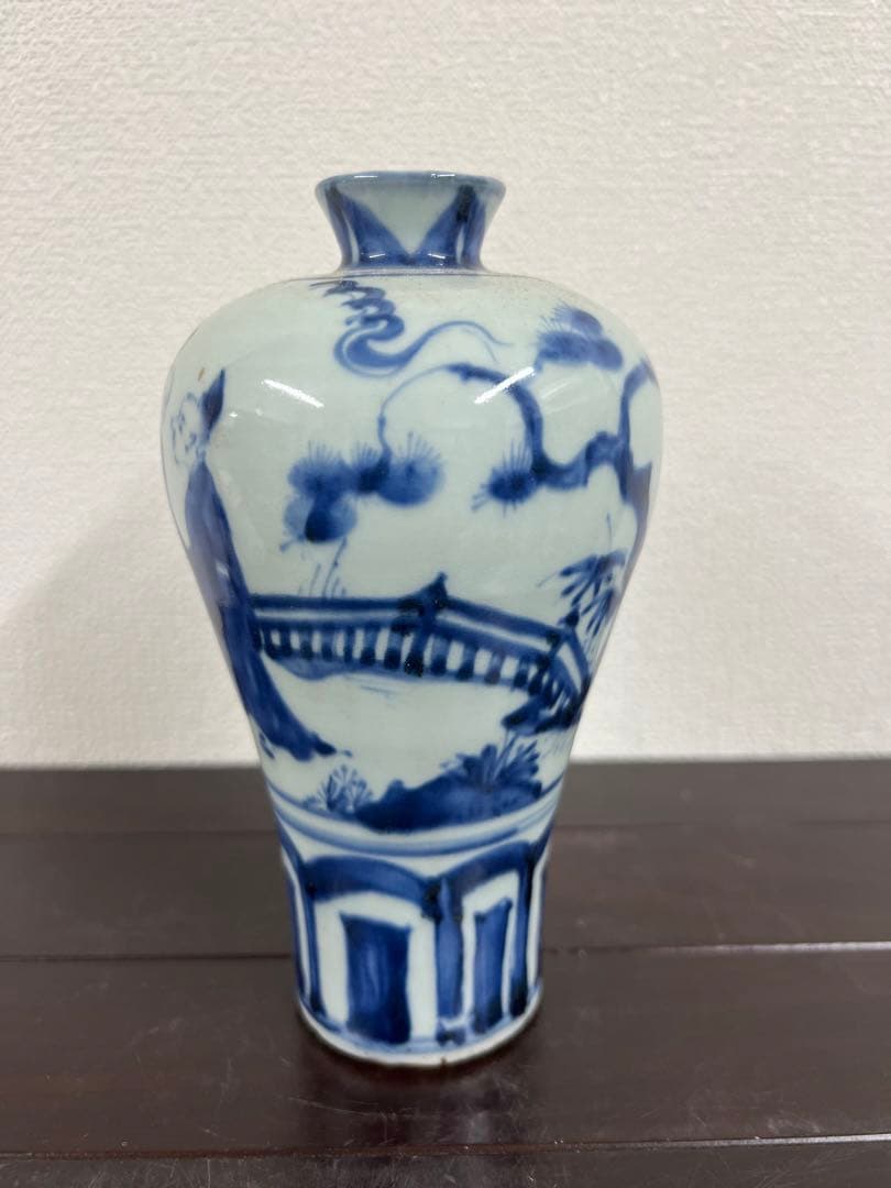 中国古美術　清時代染付人物梅瓶 /西X-004