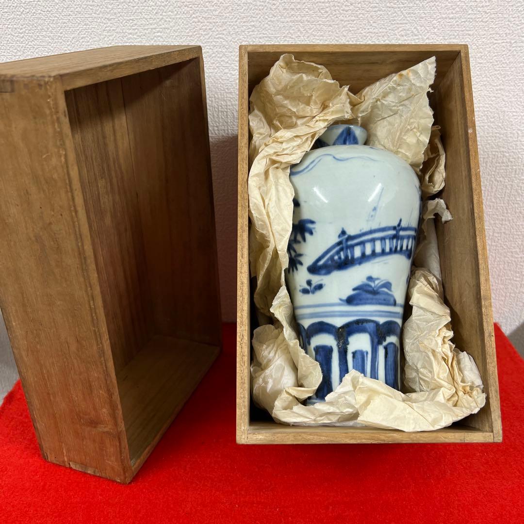 中国古美術　清時代染付人物梅瓶 /西X-004