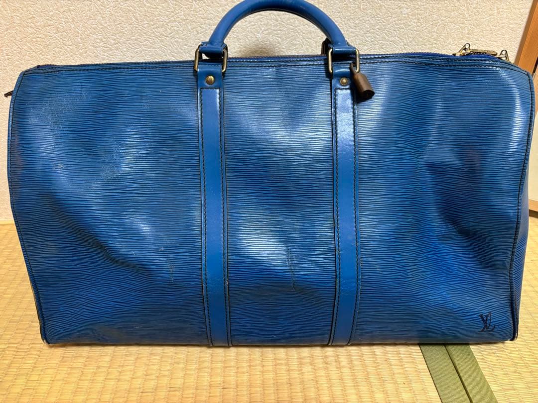 エピレザー 青 ボストンバッグ