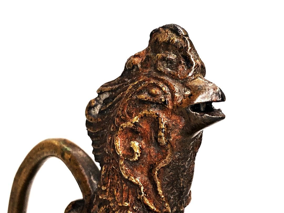 【 彫金鳳凰水滴 】　万成刻　中華清朝古玩　養生桐箱付