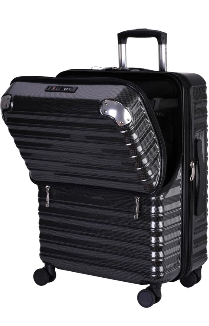 ブラックキャリーケース 4輪 ストライプデザイン