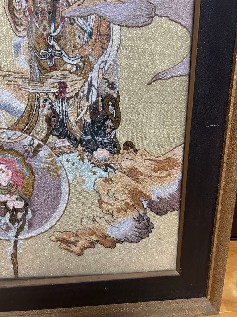 慈母観音図 仏画 仏教美術　 悲母観音 刺繍画 刺繍アート　額美術品